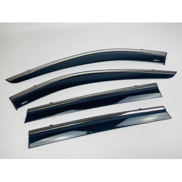 Дефлекторы окон Nissan X-Trail III T32 2013-2021 / Rogue с нерж. хром полоской-2